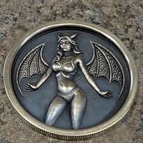 Coin engraved with a winged fantasy character